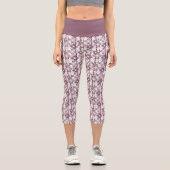 braun-weißes Blumenmuster Capri Leggings (Vorderseite)