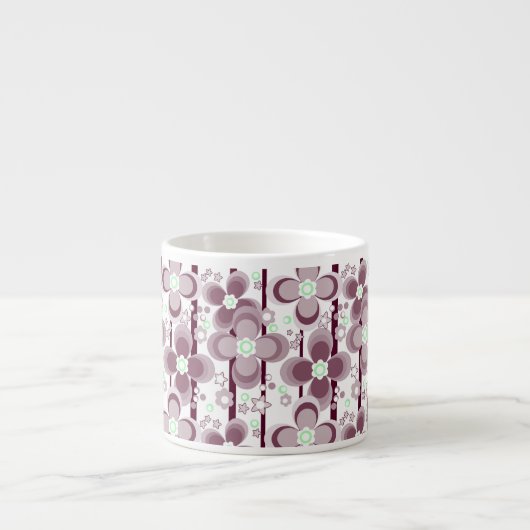 braun-weißes Blumenmuster Espressotasse (Vorderseite)