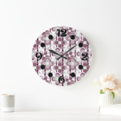braun-weißes Blumenmuster Große Wanduhr (Zuhause)