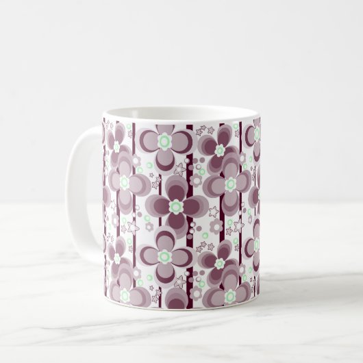 braun-weißes Blumenmuster Kaffeetasse (Vorderseite Links)