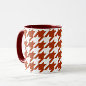 Braun-weißes Houndstooth-Karodesign Tasse (Vorderseite Links)
