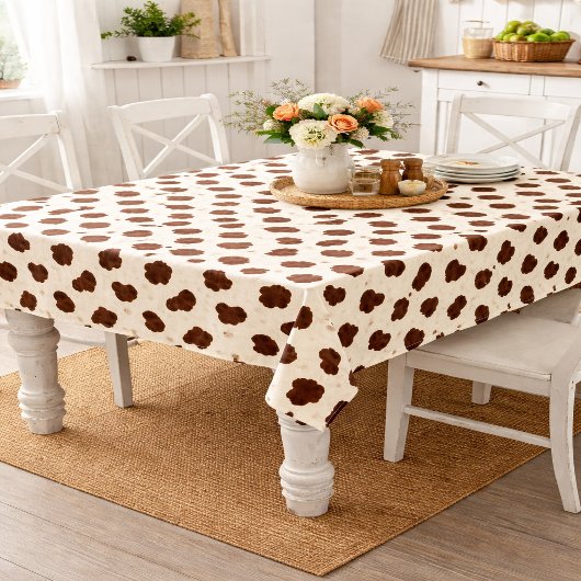 Braun-weißes Kuhledermuster Tischdecke