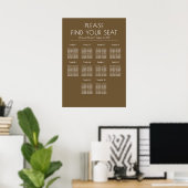 Braun-weißes modernes Hochzeits-Sitzplan Poster (Heimbüro)