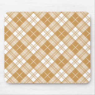 Braun-weißes Tartan-Muster yxm0uat9 Mousepad