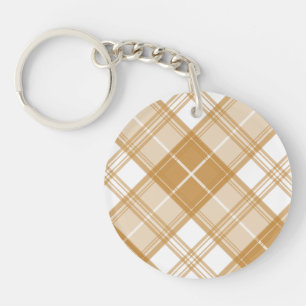 Braun-weißes Tartan-Muster yxm0uat9 Schlüsselanhänger