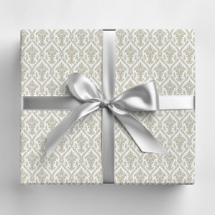 Braun-weißes Vintage-Damaskusmuster Geschenkpapier