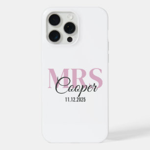 Brauname mit Hochzeitdatum Crimson Light Pink iP iPhone 15 Pro Max Hülle