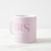 Brauname mit Hochzeitdatum Crimson Light Pink Kaffeetasse (Vorderseite Links)