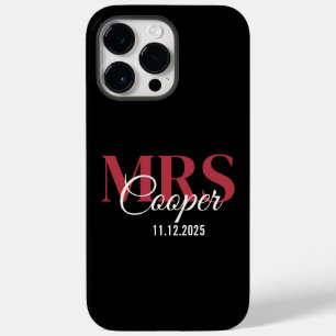 Brauname mit Hochzeitdatum Crimson Red Color Tex Case-Mate iPhone 14 Pro Max Hülle
