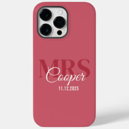 Brauname mit Hochzeitdatum Crimson Red Color Tex Case-Mate iPhone 14 Pro Max Hülle