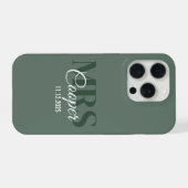 Brauname mit Hochzeitdatum Elfenbeinfarbtext iPhone Hülle (Rückseite (Horizontal))