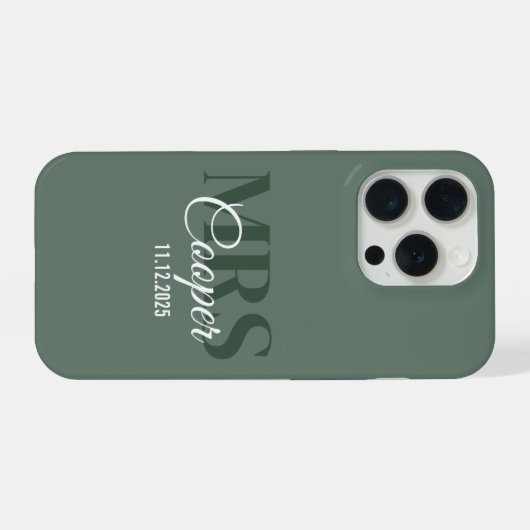 Brauname mit Hochzeitdatum Elfenbeinfarbtext iPhone Hülle (Rückseite (Horizontal))