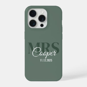 Brauname mit Hochzeitdatum Elfenbeinfarbtext iPhone 15 Pro Hülle