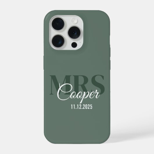 Brauname mit Hochzeitdatum Elfenbeinfarbtext iPhone Hülle (Rückseite)