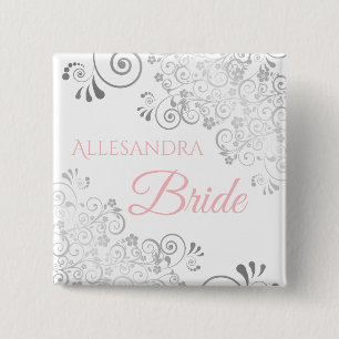 Brauname Tag Rosa mit Gray Frills Button