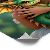 Braunäugige Elfenfee und Drache Poster (Ecke)