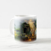 Braunäugiges-Mädchen-Regenbogen-Wasserfall-Nostalg Kaffeetasse (Vorderseite Links)