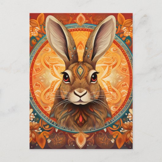 Braunäugiges Solarpunk-Kaninchen Postkarte (Vorderseite)