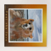 Braunbär am Strand Fühlen Sie die Liebe Gruß Puzzle (Horizontal)