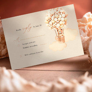 Braunbär-Ballons Antwortkarte zur RSVP-Einladung Begleitkarte