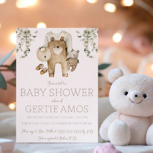 Braunbär Boho-Baby-Party Einladung