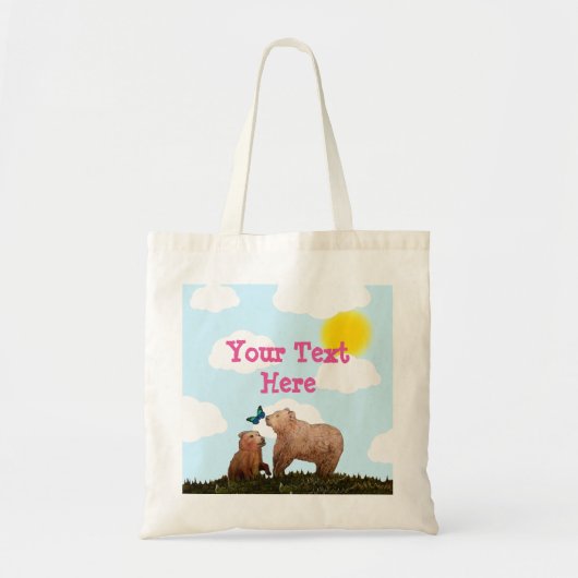 Braunbär CUB und Mutter mit Schmetterling Tragetasche (Vorne)