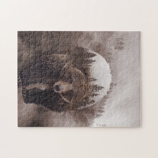 Braunbär-Doppelexposure Forest Poster Puzzle (Horizontal)