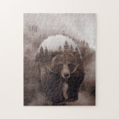 Braunbär-Doppelexposure Forest Poster Puzzle (Vertikal)