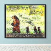 Braunbär Familienwanderung Leinwanddruck (Insitu (Holzboden))