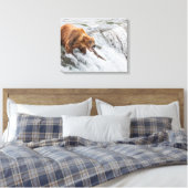 Braunbär fängt roten Lachs Leinwanddruck (Insitu (Schlafzimmer))