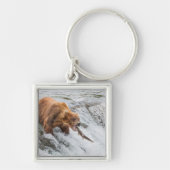 Braunbär fängt Rotlachs Schlüsselanhänger (Vorne)