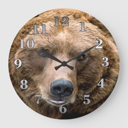 Braunbär Große Wanduhr (Vorderseite)