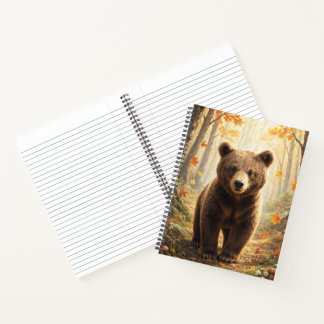 Braunbär-Herbstwald-Wildtierkunst Notizblock