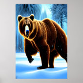 Braunbär im Schnee | AI Art Poster (Vorne)