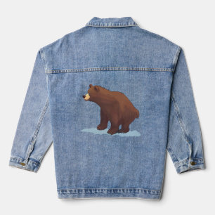 Braunbär läuft auf dem Schnee Jeansjacke