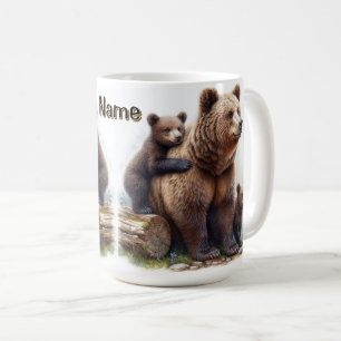 Braunbär mit zwei Jungen Wildtierfamilie Kaffeetasse