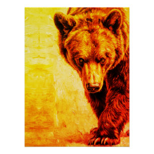 Braunbär Ölmalerei Wildlife Art Poster