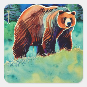 Braunbär Quadratischer Aufkleber