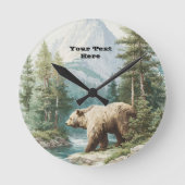 Braunbär Runde Wanduhr (Vorderseite)