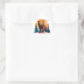 Braunbär Runder Aufkleber (Tasche)