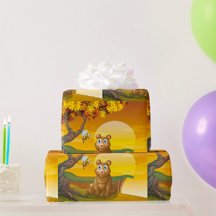 Braunbär Sonnenuntergang Geschenkpapier