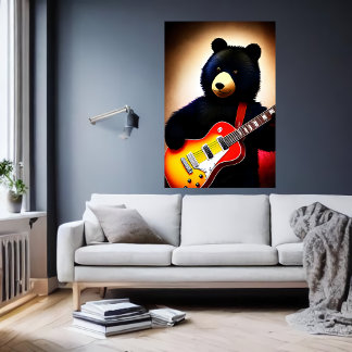 Braunbär spielt Gitarre | Art der AI Poster