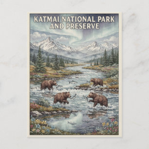 Braunbären des Katmai-Nationalparks Postkarte