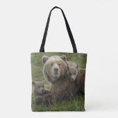 Braunbären-Knochen-Kutschenwagen mit ihrer Mutter Tasche (Rückseite)