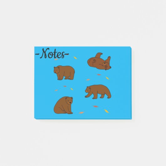Braunbären Post-it Klebezettel (Vorderseite)