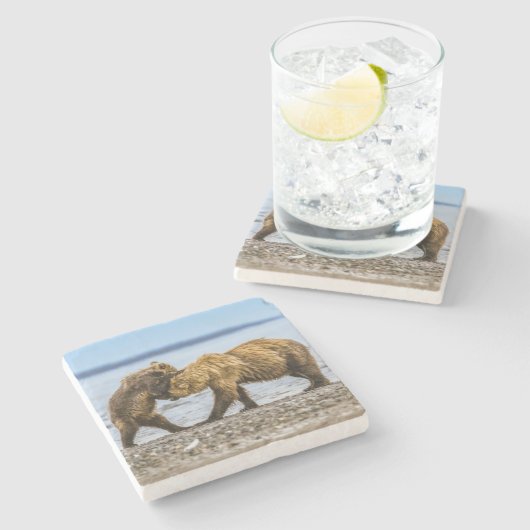 Braunbären Steinuntersetzer (Seitenansicht)