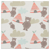 Braunbären und Teepees Stoff (Nahaufnahme)