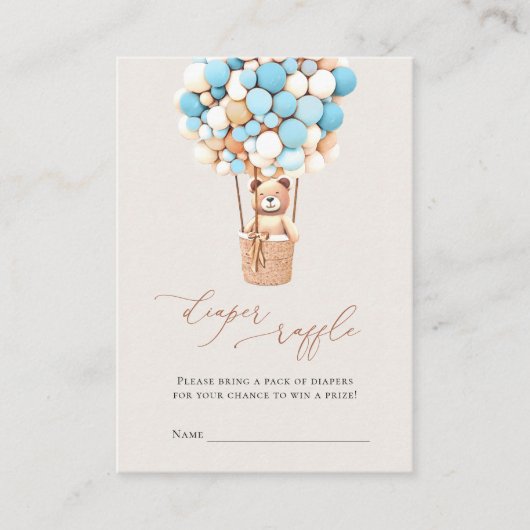 Braunbärenballons Windeln Raffelkarten Enclosur Begleitkarte (Vorderseite)