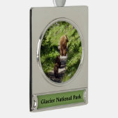 Braunbärenfamilie Banner-Ornament Silber (Rechts)