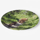 Braunbärenfamilie Pappteller (Schrägansicht)